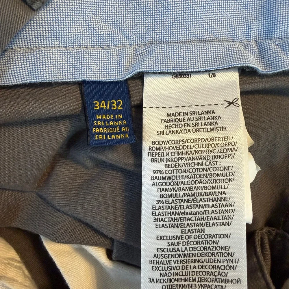 Polo Ralph Lauren‎ Chino Pants Grey Stretch Straight Fit Preppy Classic 34/32